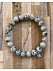 Sesame Jasper - 10 mm - Tibetan-Silver-Ball "Om mani padme hum"