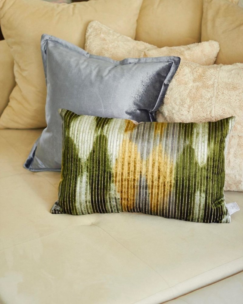 Samt-Kissen >Rainbow green II < - 35 x 55 cm (Variante II)