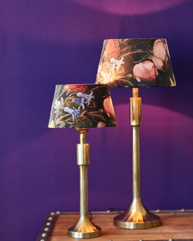 Tischlampe - groß - mit floralem Lampenschirm
