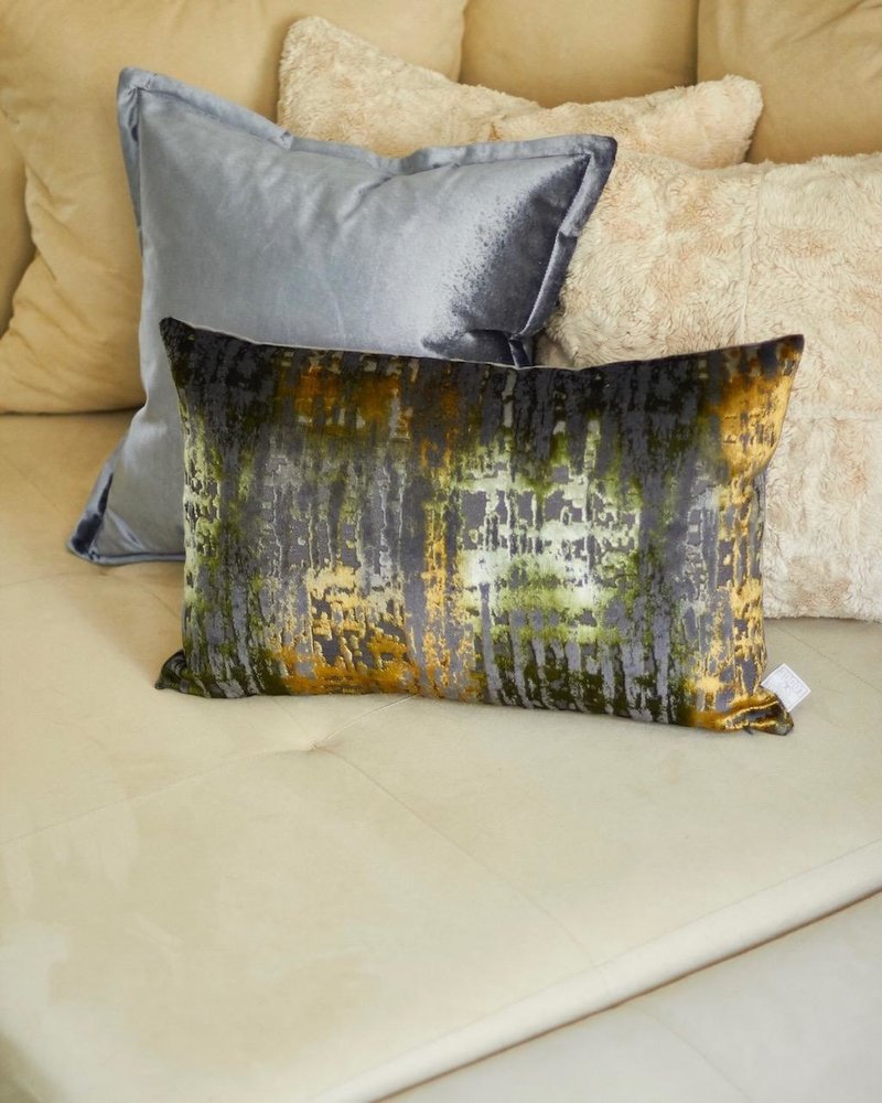 Velvet-cushion >Rainbow green< 35 x 55 cm