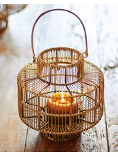 Vintage - Laterne - klein - antikes Goldfinish  - mit Glaseinsatz