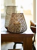 Vintage - Laterne - filigranes Muster - Rotgoldbronziert - mit Glaseinsatz
