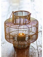 Vintage - Laterne - groß - antikes Goldfinish  - mit Glaseinsatz