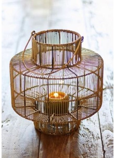 Vintage - Laterne - groß - antikes Goldfinish  - mit Glaseinsatz