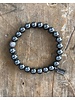 Black-silver Hematite Bracelet - Zirconia Pearl