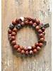 Red jasper - patterned - 8 mm - round pearls - Buddha