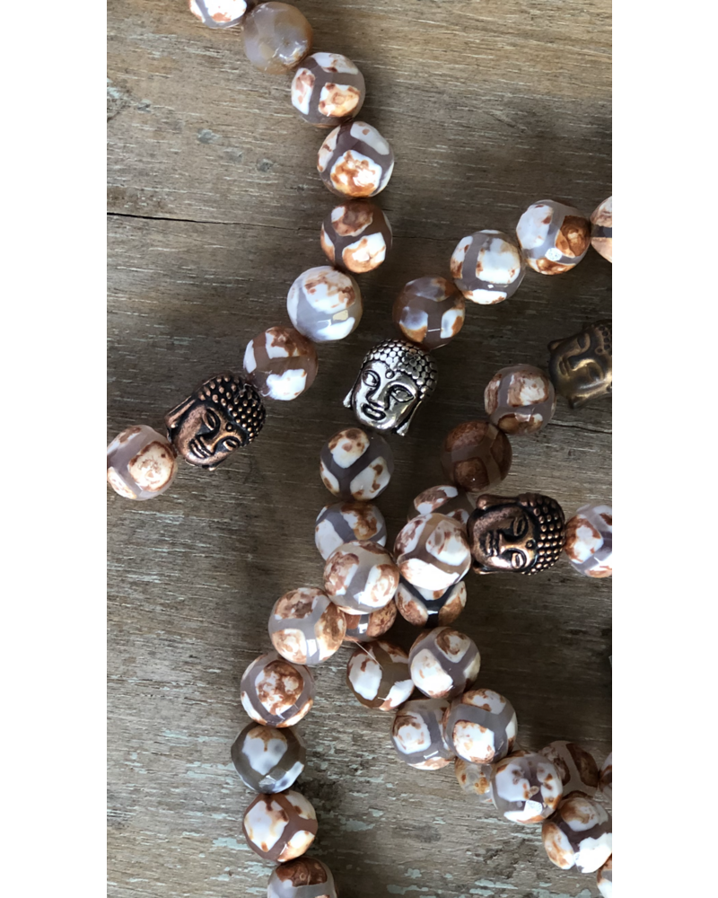 DUO-SPECIAL-OFFER: Tibetan Pearls of the Sky - 8 mm - in white & white/brown