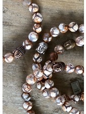 Tibetan Dzi Pearls - Pearls of the Sky - 8 mm - caramel/brown/white