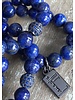 Lapis lazuli - round - 6 mm - zirconia pearl