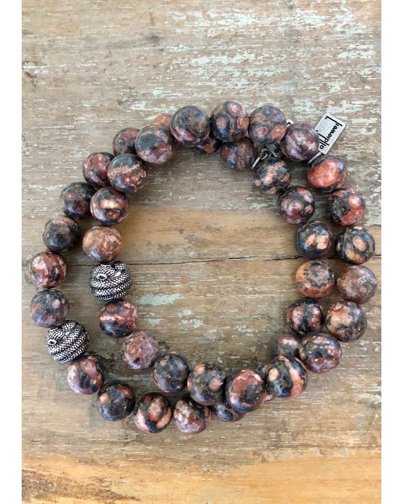 Leopard Jasper - 10 mm - Tones of red - Snake ball