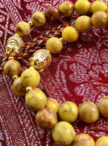Vintage Jaspis - 8 mm - gelb - runde Perle - Buddha