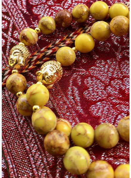 Vintage Jaspis - 8 mm - gelb - runde Perle - Buddha