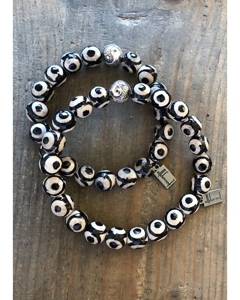 Yin & Yang Sterling Silver Bead - Dzi Pearls - 10 mm