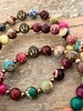 Set of 2 - Colourful jasper - 6 mm - multicolour - Buddha