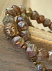 English-Cut-Armband - 8 mm - feuerpolierte Perlen - Amber/grün