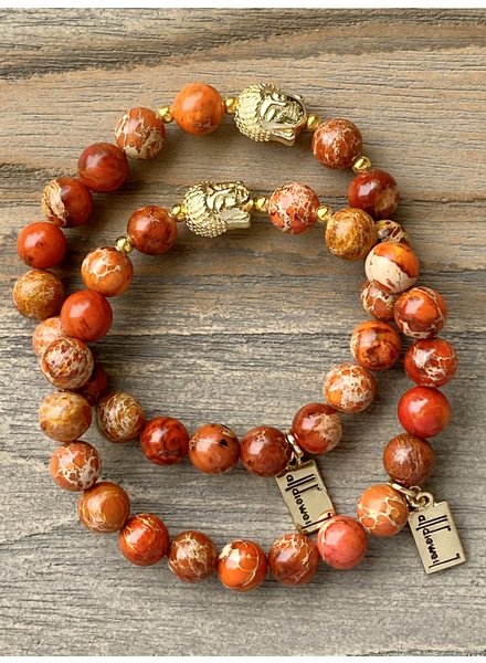 Vintage Jaspis - orange - 8 mm - rund - Buddha