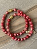 Vintage Jasper  - 8 mm  - red - round pearl