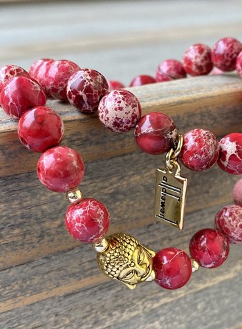 Vintage Jaspis - 8 mm - runde Perle - rot