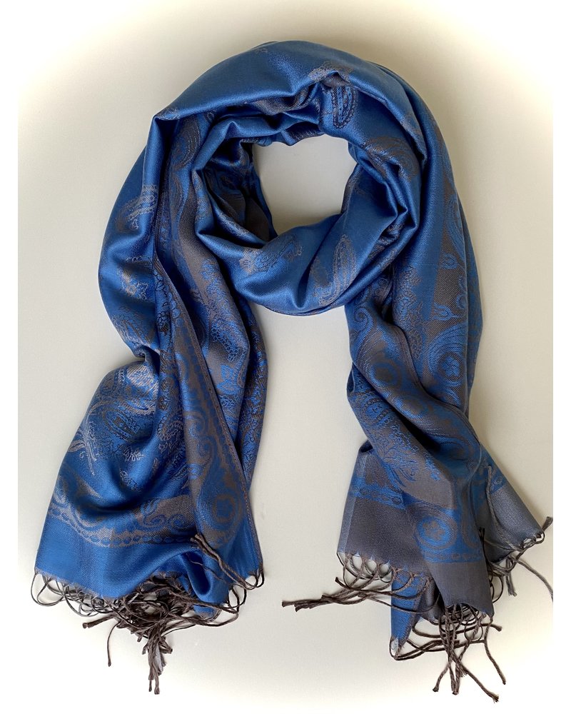 Pashmina-Schal - Paisley Muster - blau