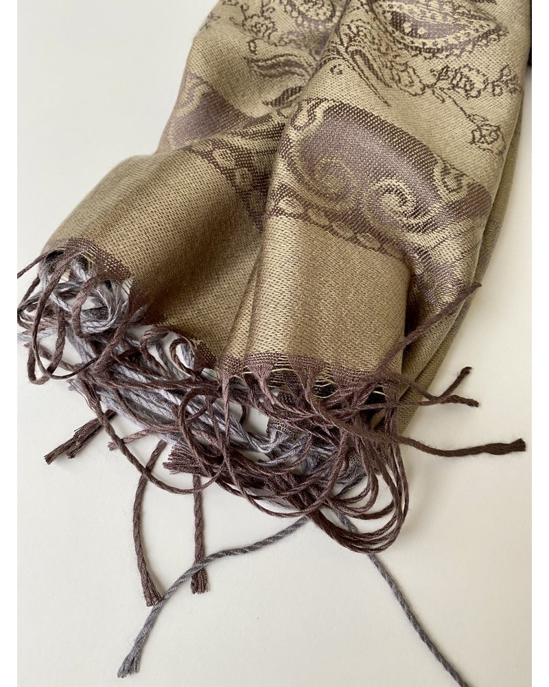 Alldieweil Unisex - Pashmina Scarf - Paisley pattern - brown/gold