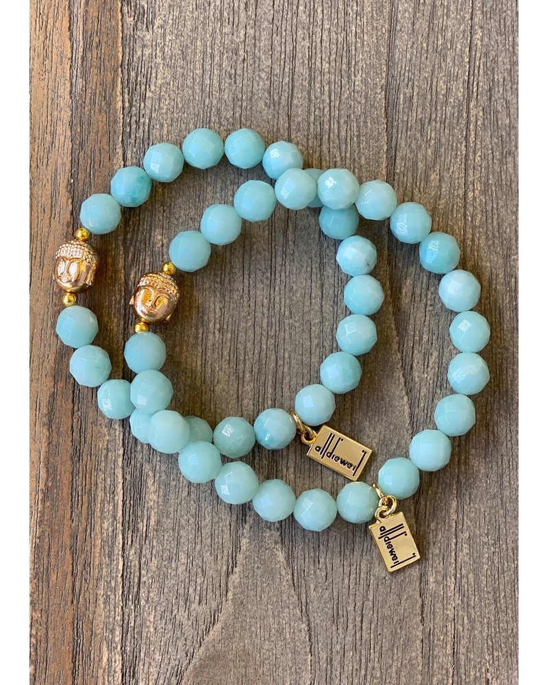 Alldieweil Amazonite- 8 mm pearls - Buddha  - faceted