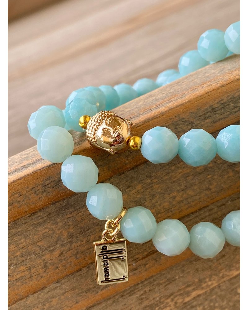 Alldieweil Amazonite- 8 mm pearls - Buddha  - faceted