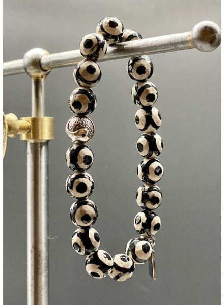 Yin & Yang Silberperle & DZI Perlen - 10 mm - facettiert