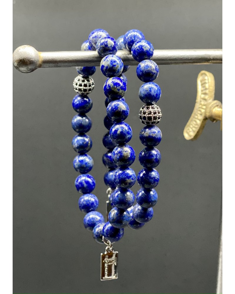 Lapislazuli - blau - 8 mm - rund - Dekorperle