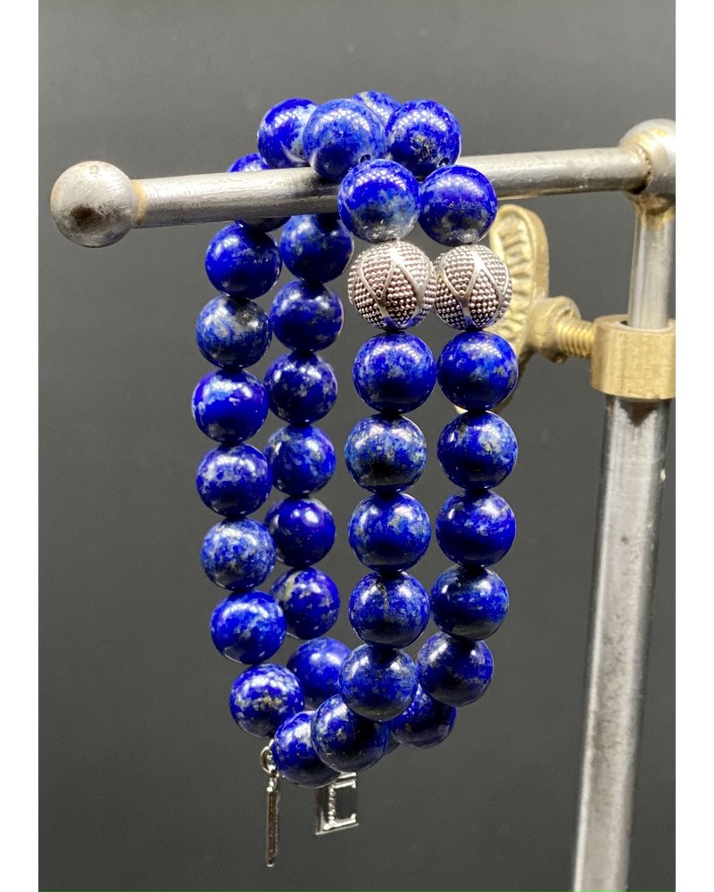 Lapislazuli - 10 mm - rund - 925er Silberkugel