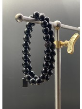 Obsidian - schwarz - 8 mm - schwarze Zirkonia-Perle