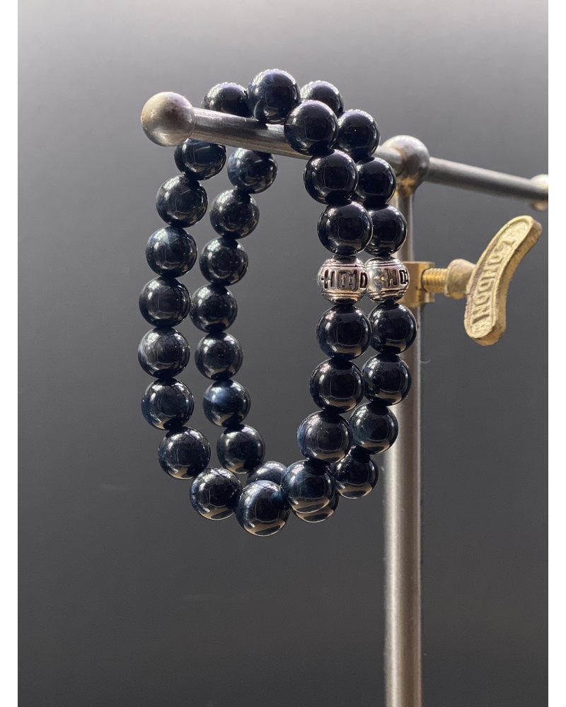 Alldieweil Tiger's Eye - 10 mm - black & blue - Silver-Ball "Luck"