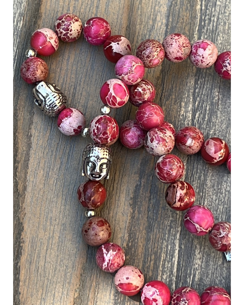 Vintage Jasper - 8 mm - Camelia - round pearl - Buddha