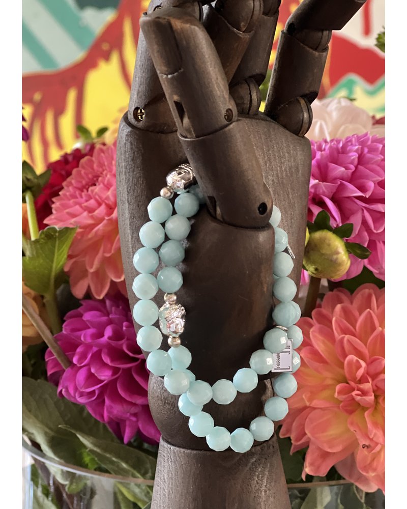 Alldieweil Amazonite- 8 mm pearls - Buddha  - faceted