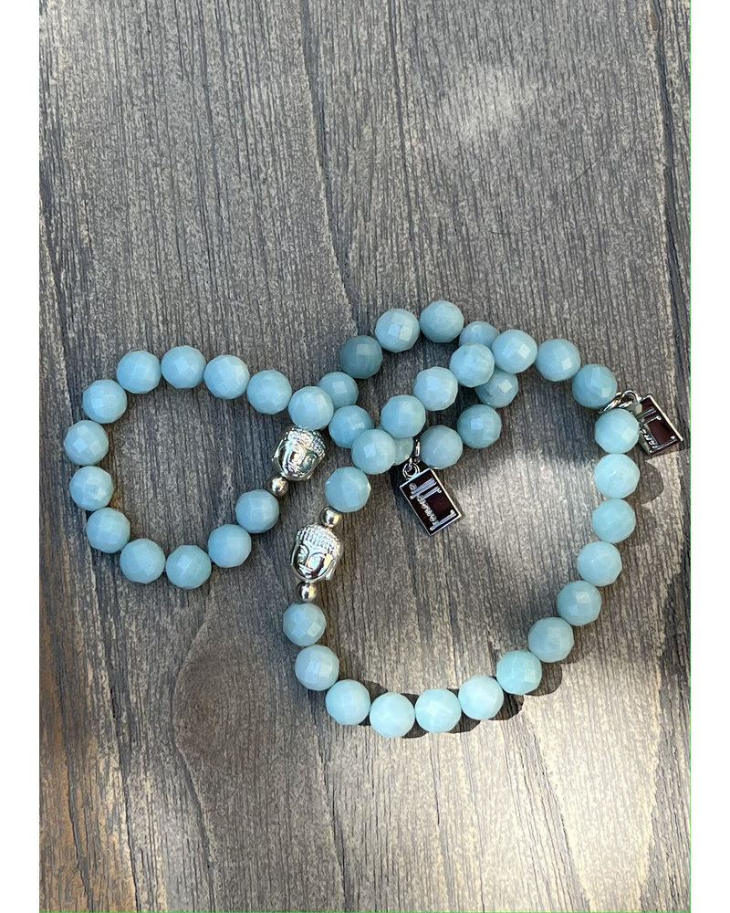 Alldieweil Amazonite- 8 mm pearls - Buddha  - faceted