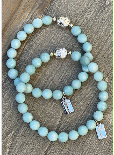 Alldieweil Amazonite - 8 mm pearls - Buddha - faceted