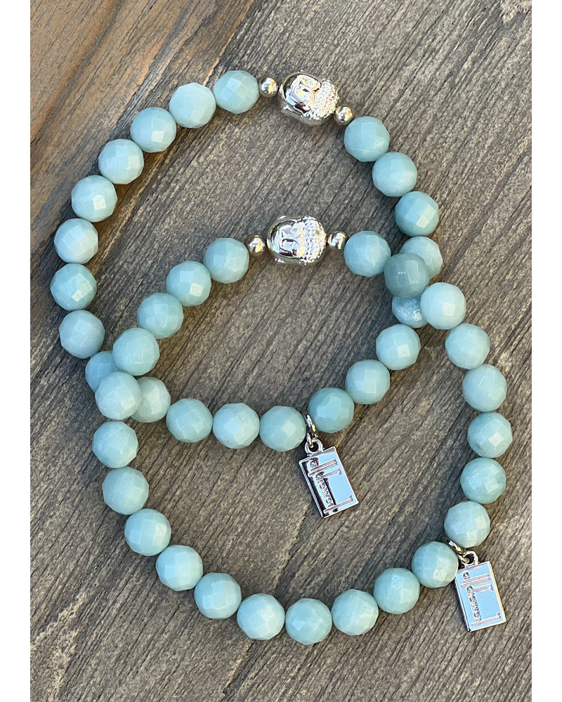 Alldieweil Amazonite- 8 mm pearls - Buddha  - faceted