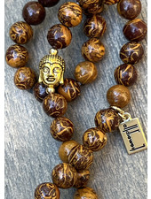 Jaspis - 8 mm - Wood - runde Perle - Buddha