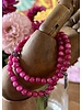 Jade  - runde Perlen - 6 mm - dark pink - Zirkonia