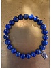 Lapislazuli - 8 mm mit dunkelblauer Zirkoniaperle