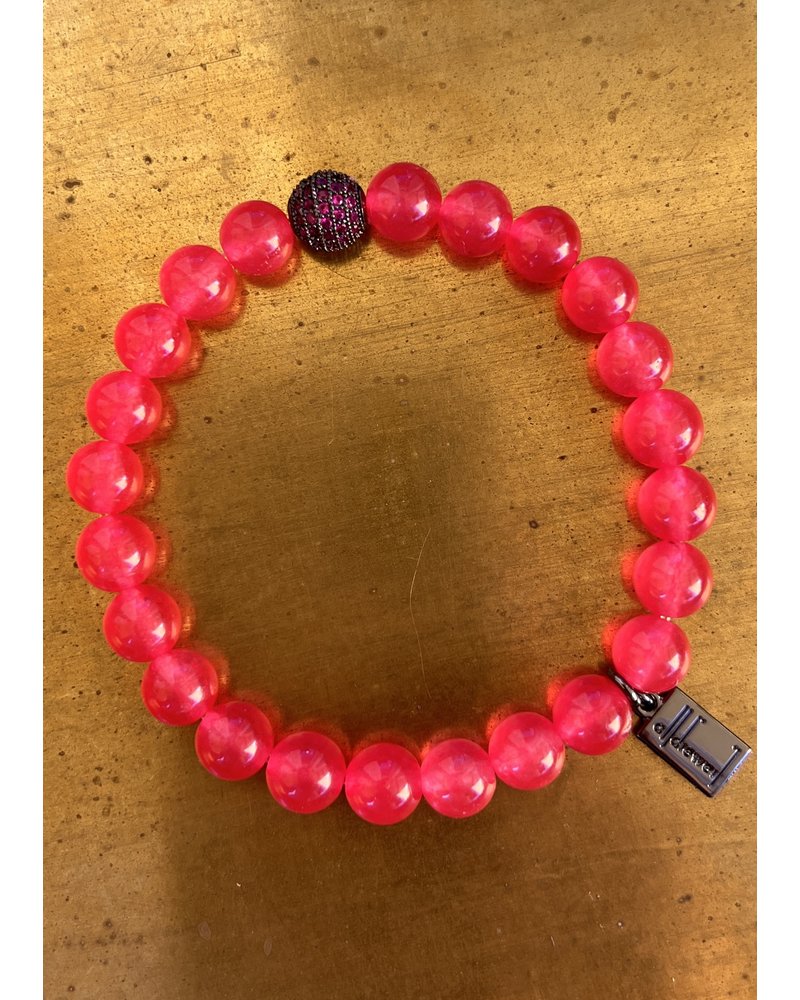 Jade Bracelet - 8 mm - scarlet red - Zirconia pearl