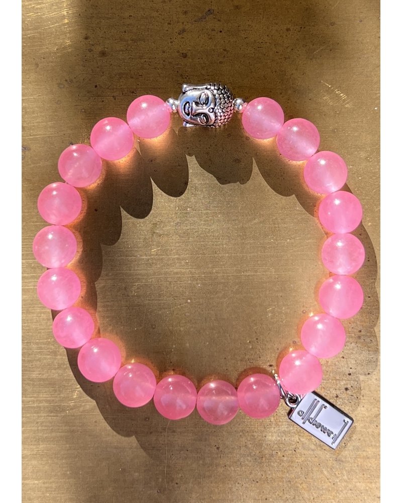 Jade Bracelet - 8 mm - hot pink - Buddha