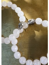 Agate Bracelet - 10 mm pearls - white - Buddha