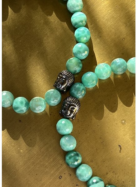 Persian Agate - green - 8 mm - faceted - buddha