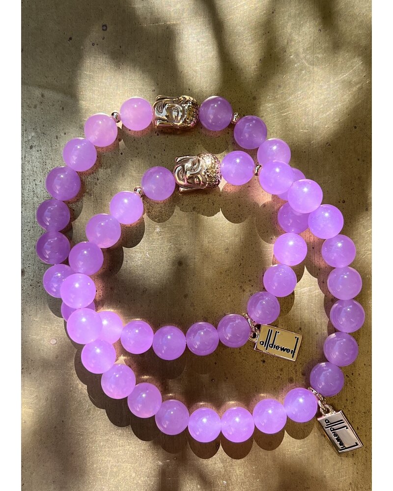 Jade Bracelet & Buddha - 8 mm - light lilac - 8 mm pearls