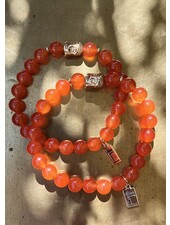 Jade Armband & Buddha - 8 mm - runde Perlen - orange