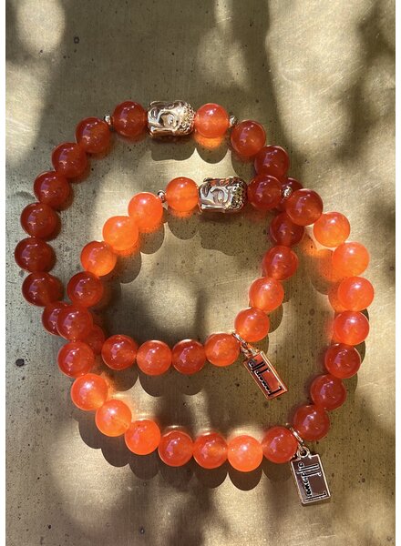 Jade Armband & Buddha - 8 mm - runde Perlen - orange