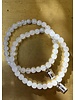 White Agate - faceted -  6 mm - Zirconia pearl