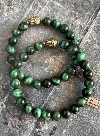 Alldieweil Tigerauge - Mystic Green - 8 mm - Buddha