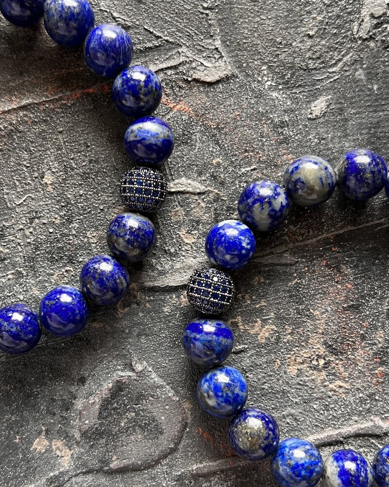 Lapislazuli - 10 mm -  dunkelblaue Zirkoniaperle