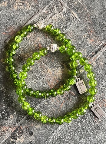 Peridot-Bracelet 'Happy Buddha' - 6 mm  pearls